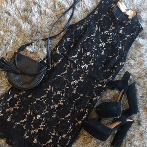 Black Lace High Neck Dress